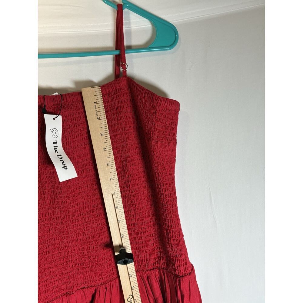 The Drop Size XL NWT Red Smocked Bodice Spaghetti Strap Maxi Dress Linen - Picture 6 of 10